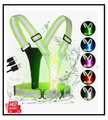 LED Reflective Light Up Safety Running Vest for Biking Walking at Night - Image 1 of 2