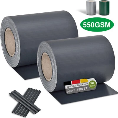 PVC Sichtschutz Streifen Folie Doppelstabmatten Zaun Rolle Windschutz Anthrazit - Bild 1 von 4