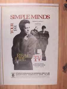 Poster Originale Manifesto Concerto Simple Minds Modena 08/07/1991 100X70 Cm - Foto 1 di 1