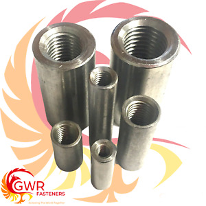 Round Threaded Studding Connector Nuts A2 Stainless Steel Allthread Tube Sleeve