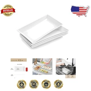 Ceramic Serving Platters Set of 4 - Durable, Elegant Trays for All Occasions - Picture 1 of 10