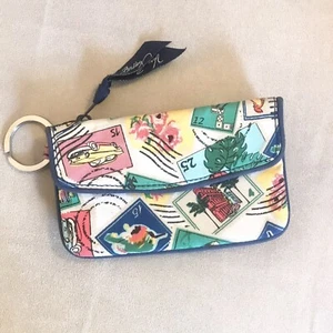 Vera Bradley Jen Zip ID Case Cuban Stamps HTF - Picture 1 of 7
