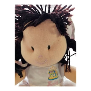 Holly Birthday Girl Brown Yarn Hair Soft Doll Pink Dress Hat Cake with Candles - Picture 1 of 7