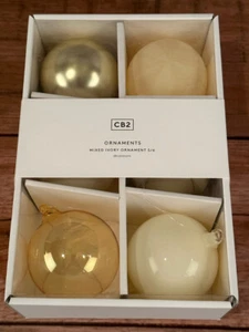 CB2 Mixed Ivory Ornaments Set of 6 - New - Picture 1 of 4