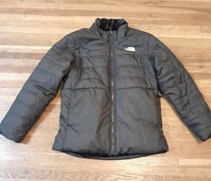 The North Face Girls XL Reversible Insulated Furry Warm Ski Winter Coat Black - Picture 1 of 12