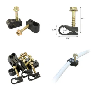 Steren 10ct Grip-Clip Single Cable Mounting Clip Black - PK-200-963BK10 - Picture 1 of 5