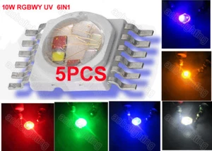5X 10W RGBWY UV 6IN1 led bead Lamp for Stage Lights Wall Washer Outdoor Lighting - Picture 1 of 12