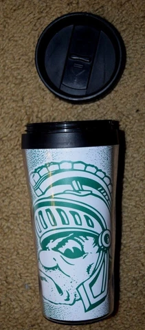 MICHIGAN STATE UNIV, Green Hot & Cold Logo Tumbler (3.75" Dia x 6.50") Pre-Owned Cover