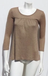 Michael Stars USA #0167 goldbraun Baumwolle Glanz T-Shirt Top Größe S M gebraucht, in einwandfreiem Zustand - Bild 1 von 5