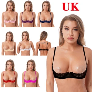 UK Sexy Womens Lace Open Cup Bra Bralette Cupless Underwear See through Lingerie - Picture 1 of 93