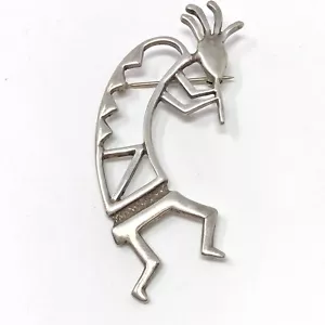 Vtg Large Kokopelli Flute Player Sterling Silver Pin Brooch HopI 9.3g Estate - Picture 1 of 4