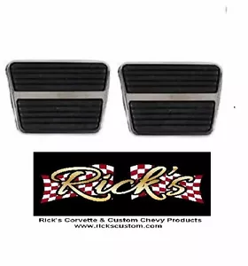 68-79 CORVETTE **Clutch & Brake** (PAIR) Pedal Pad W/ Stainless Steel Trim - Foto 1 di 1