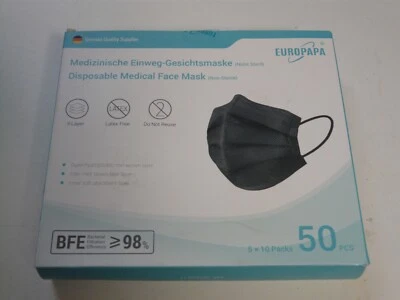 EUROPAPA 50x FFP2 Schwarz Maske Atemschutzmaske 5-Lagen Mundschutzmaske OP Maske