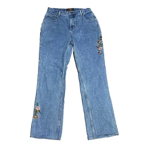 VTG Route 66 Jeans Womens 11/12 Blue Floral Embroidered Light Wash Denim - Picture 1 of 17