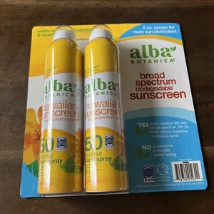 Alba Botanica Broad Spectrum Biodegradable Sunscreen SPF 50 8 Oz  2 Pack - Picture 1 of 4