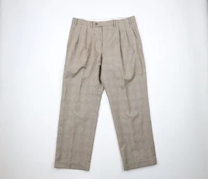 Vintage 90s Ralph Lauren Herren 38x30 Distressed Wolle Wide Leg Hose Hahnentritt - Bild 1 von 13