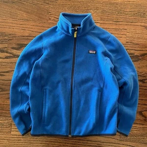 Patagonia Full Zip Blue Fleece Sweater Jacket Outdoors Casual Hiking Kids XL - Picture 1 of 7