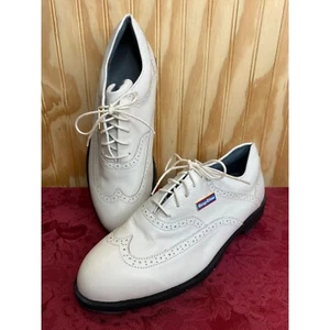 Scarpe da golf vintage da uomo Wing Tip Promo Chicago Tribune bianche da uomo taglia 9 in pelle - Foto 1 di 16