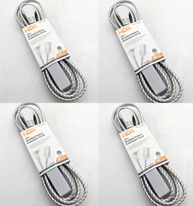 (4 PACK) HDX 10 ft. 16-Gauge/2 White Braided Extension Cord Indoor -  3 Outlets - Picture 1 of 4