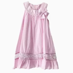 Bonnie Jean Girls Pink Floral Lace Trapeze Dress Spring Summer Easter Polka Dot - Picture 1 of 9