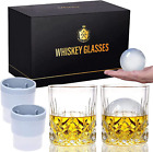 Old Fashioned Whiskey Glasses Gifts for Men Set of 4(2 Crystal Bourbon Glasses)