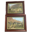 Pair Of Signed Oil Paintings Of Famous Cottages By Peter Freeman In Frames
