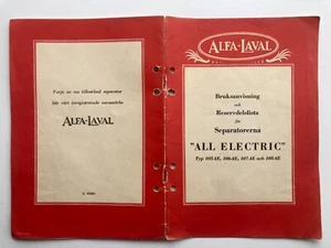 ALFA LAVAL ELECTRIC SEPARATOR 105AE 106 107 108AE Instruction Swedish Norwegian - Imagen 1 de 4
