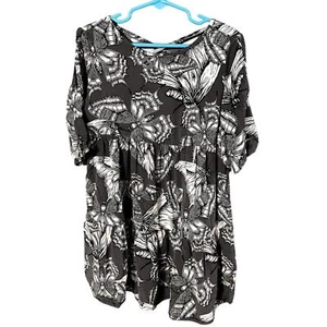 Crazy 8 Black, White and Grey Butterfly Pattern Dress Girls Sz 5-6 Cold Shoulder - Picture 1 of 5