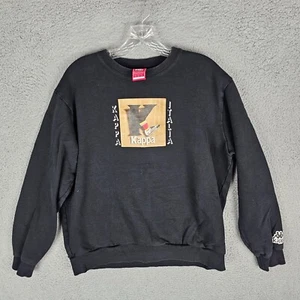 Sudadera Kappa Italia Para Hombre Mediana Logo Negro Pullover Cuello Redondo Polar - Imagen 1 de 10