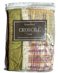 Croscill Standard Handcrafted Quilted Sham RETHINKING PINK Plaid Style #6007 NEW - Picture 1 of 8