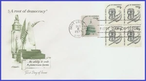 USA3 #1581 U/A ARTMASTER FDC BL4 Tintenfass & Federkiel - Bild 1 von 1