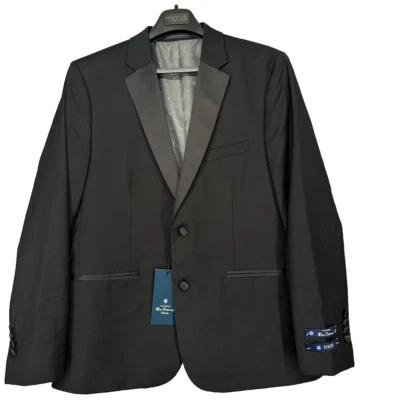 Chaqueta de Esmoquin Ben Sherman Couture 1910 Talla 48R Negra Ajuste Ajustado Power Stretch Foto 1 de 4