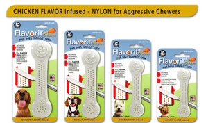 FLAVORIT NYLABONE STYLE CHICKEN INFUSED FLAVOURED NYLON TOUGH DOG CHEW TOYS - Picture 1 of 4