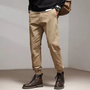 Men Cargo Combat chino Pants Joggers Jogging Trousers Elastic Waist Tapered - Bild 1 von 15