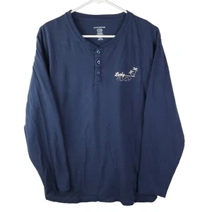 Lucky Brand Sleepshirt Mens X-Large Blue Cotton Long Sleeve Henley Neck - Picture 1 of 9