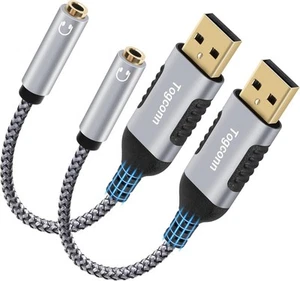 Pack de 2 pôles USB 3.0 mâle vers 3,5 mm TRRS 4 pôles femelle, A - Photo 1/6