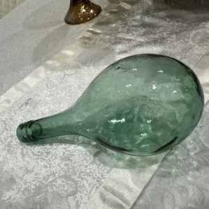 Bottiglia vino vintage vetro verde soffiato a mano Raspollini anni 50 fondo tondo circa 10” - Foto 1 di 12