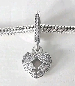 Genuine Pandora Bracelet Charm - Angel Wings Heart Locket Dangle Charm S925 ALE - Picture 1 of 8