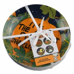Peanuts Charlie Brown Halloween Great Pumpkin Appetizer Snack Side Cake Plates - Picture 1 of 2