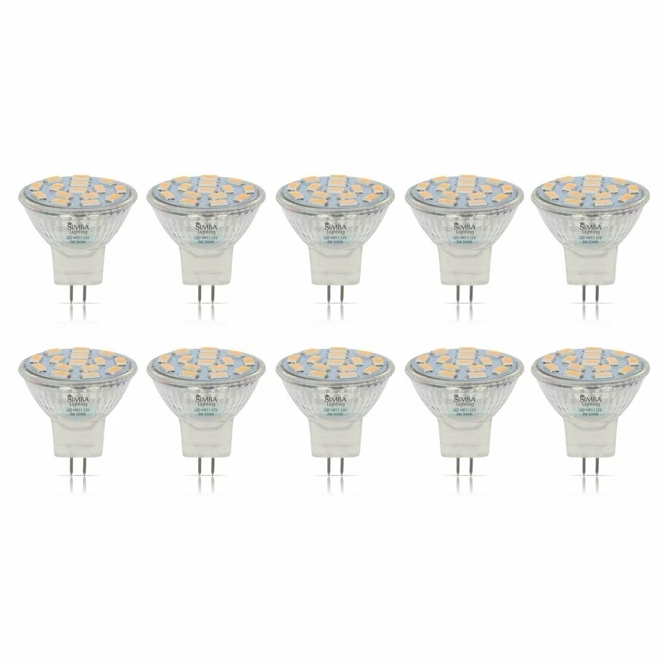[10 Упаковок] Светодиод MR11 3 Вт 20 Вт 12 В галогенный сменный GU4 Bi-Pin 3000K мягкий белый - Изображение 1 из 4