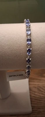 Pulsera de eslabones de tenis de tanzanita TLV en platino sobre plata de ley de 8 pulgadas Foto 1 de 4