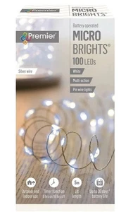 100 LED Draht Lichterkette weiß Weihnachtskette Micro Bright's Batterie mit Timer 5M - Bild 1 von 1