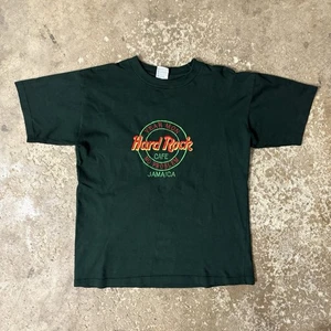 Vintage Hard Rock Cafe Jamaica Yeah Mon Embroidered T-Shirt Medium Green Color - Bild 1 von 6