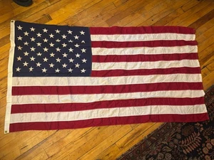 Vintage 50 Star American Flag 34” X 57” Shows Age - Estate Find No Res - Picture 1 of 11