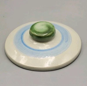 MA Hadley Blue Green Gray Pottery Canister Jar Lid Only Signed - Picture 1 of 5