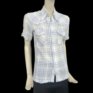 Camicia vintage anni 70 indiana cotone garza XS taglia 4/6 - collari pugnale - Foto 1 di 9