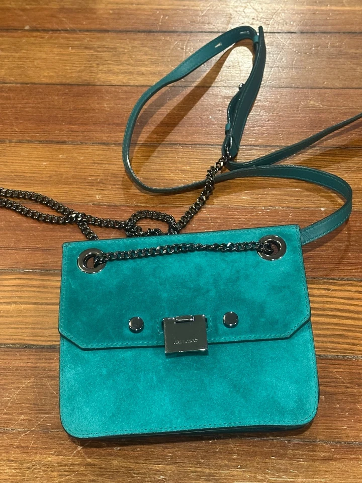 Bolso Bandolera JIMMY CHOO Gamuza Verde con Correa Gunmetal Plata - Pequeño Foto 1 de 4