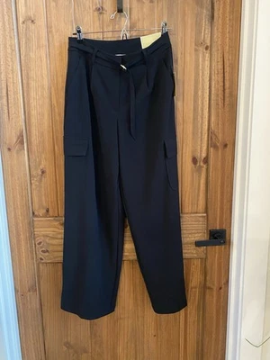 Pantalones Michael Kors Damas Talla 6 Negros Tiro Alto Pierna Ancha Poliéster Negros Nuevos con Etiquetas  Foto 1 de 4