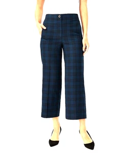 Neu Ann Taylor blau kariert The Kate weites Bein kurze Hose Gr. 12 - Bild 1 von 3