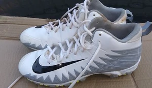 Mens Nike Alpha Menace Shark Football Cleats White Silver 878122-104 Size 8.5 - Picture 1 of 6